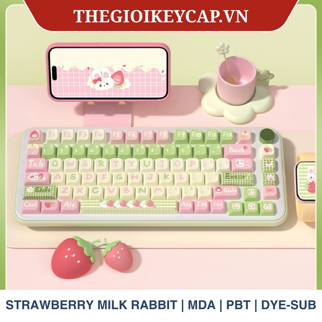 Keycap Strawberry Milk Rabbit